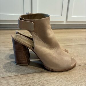 Stuart Weitzman Women’s Opendoor Peeptoe Leather Heeled Booties Size 8.5